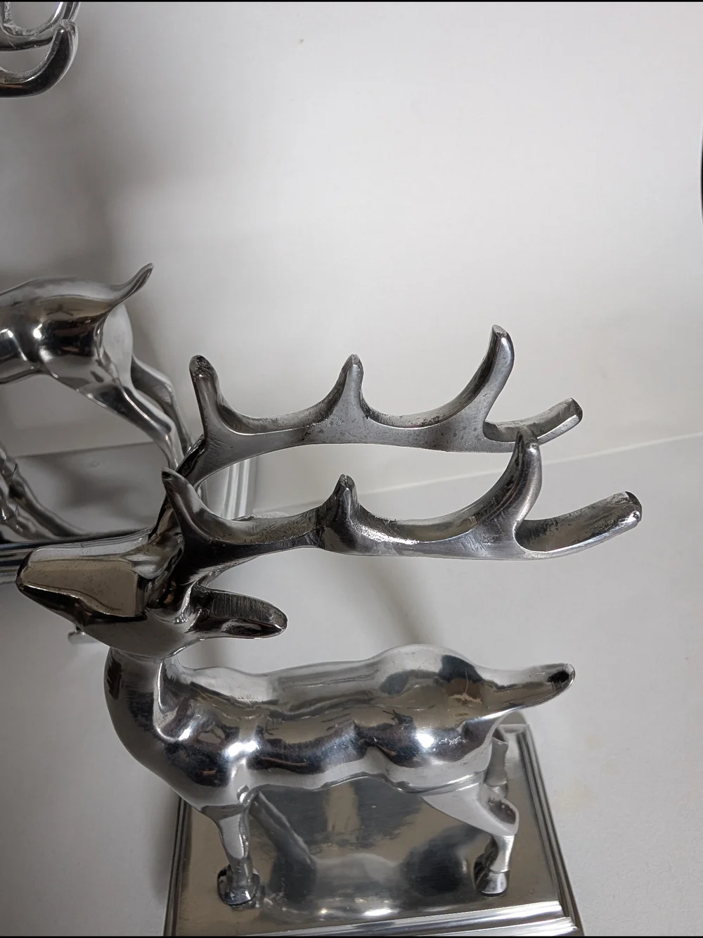 Silver Reindeer Christmas‎ Stocking Holders Weighted Set of 2 Mantel Deer